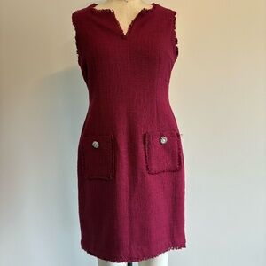 Karl Lagerfeld Burgundy Sleeveless Back Zip Up Dress SIze 8